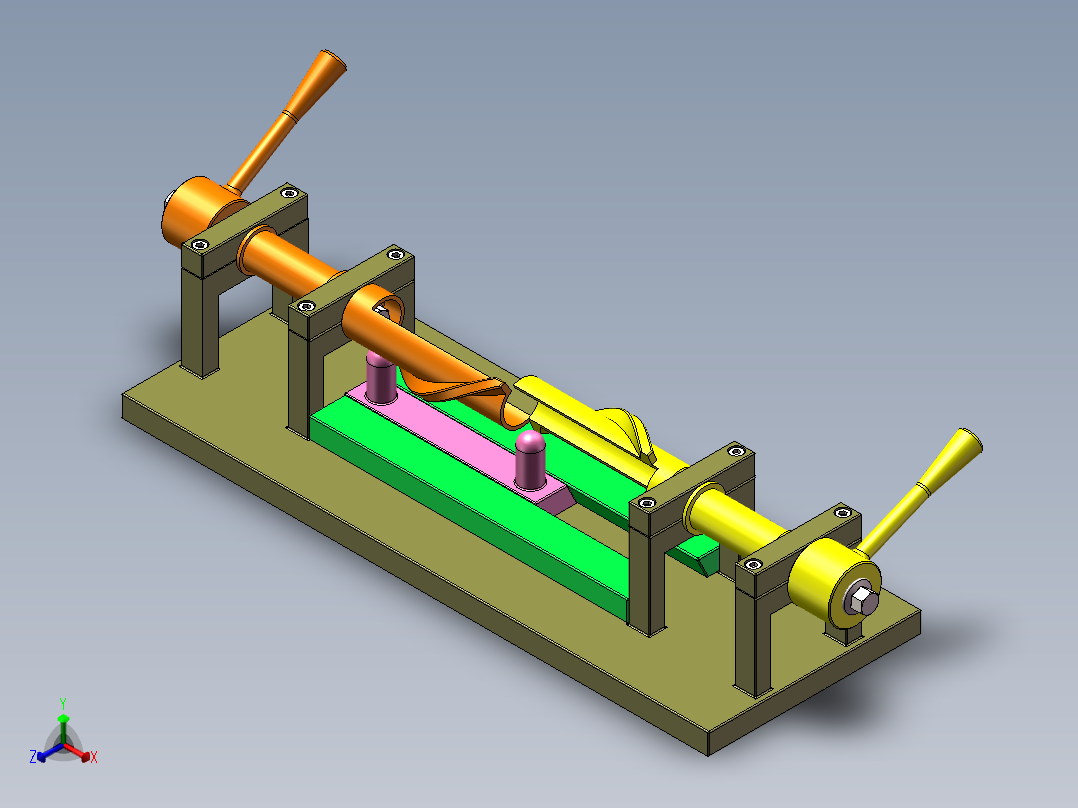 螺旋左右运动机构正等轴测图