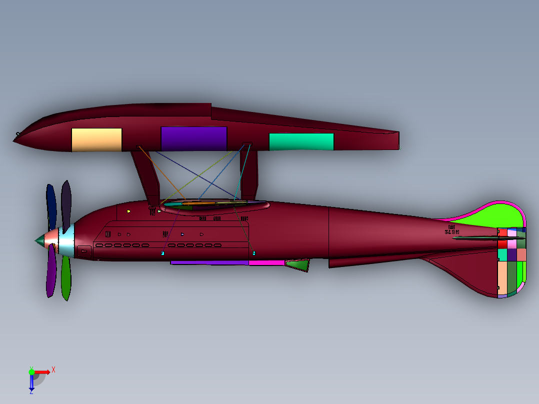 意大利螺旋桨水上飞机俯视图