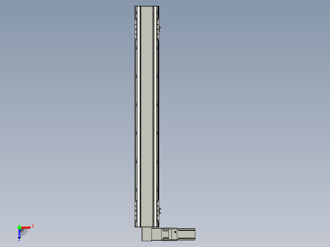 直线模组LHB17-L40-S1250-L(B)设计图纸俯视图