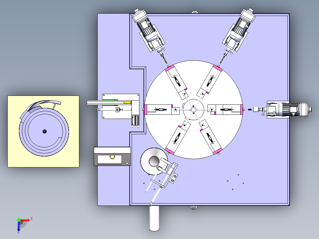 自动钻孔攻牙机俯视图