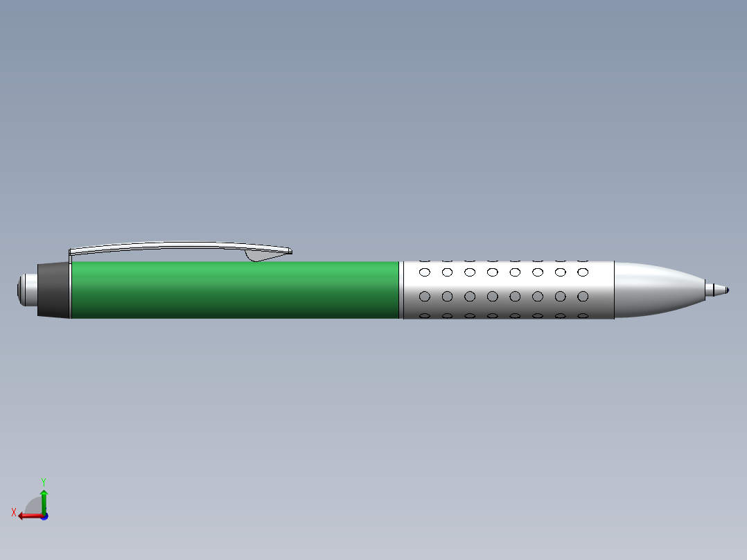 内部详解的圆珠笔设计模型三维SW后视图