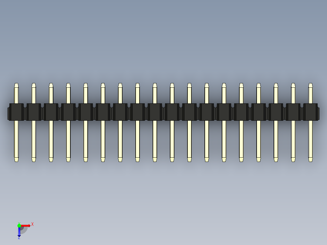 彩色公头100mil（2.54mm）系列-DS1021_black_1x18p_100mil_Type1_rev1.0俯视图