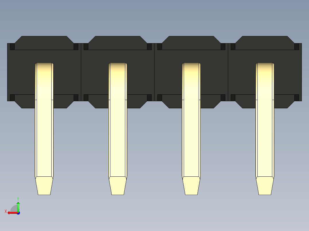 彩色公排针 100mil 2.54mm 系列-DS1022_black_1x04p_100mil_TypeD_rev1.0后视图