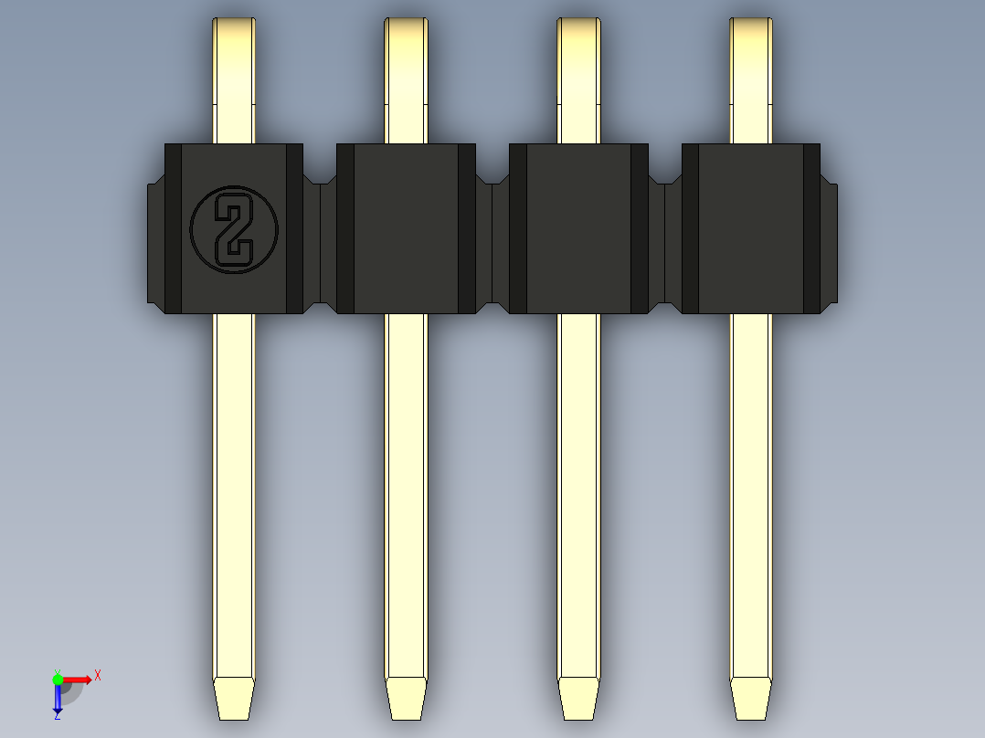 彩色公排针 100mil 2.54mm 系列-DS1022_black_1x04p_100mil_TypeD_rev1.0俯视图