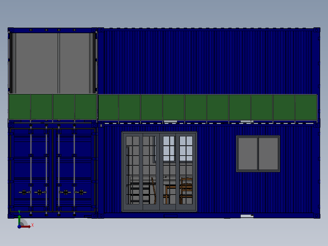69米高的多层集装箱式房屋设计模型 SW STP IGS前视图