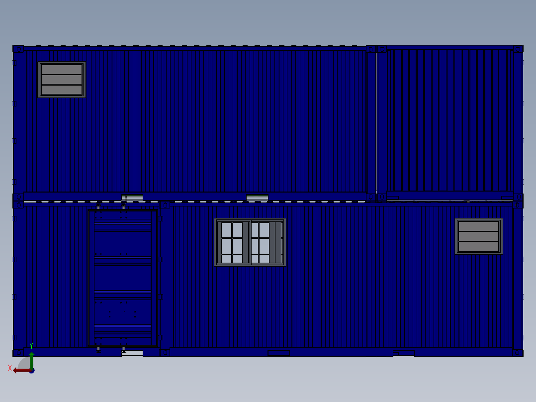 69米高的多层集装箱式房屋设计模型 SW STP IGS后视图
