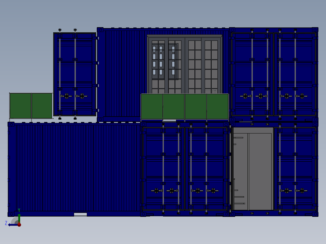 69米高的多层集装箱式房屋设计模型 SW STP IGS右视图