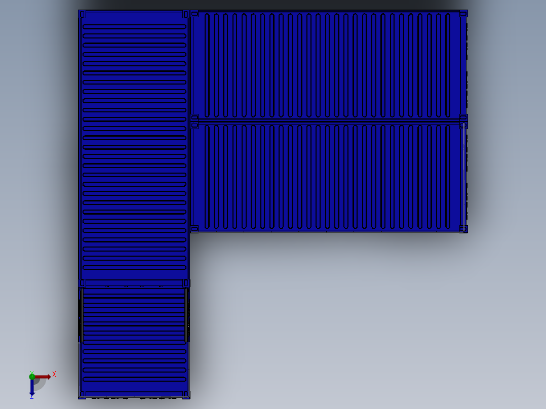 69米高的多层集装箱式房屋设计模型 SW STP IGS俯视图
