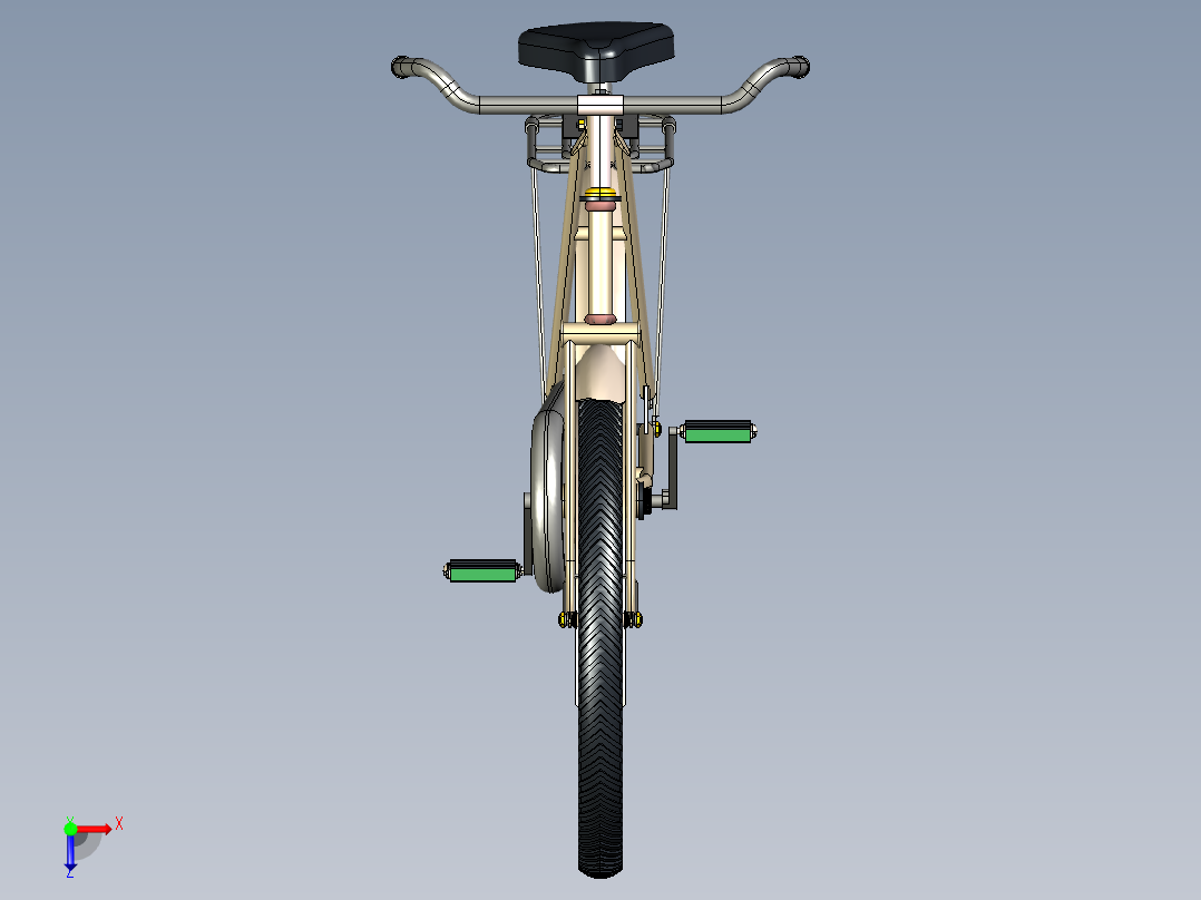 41---自行车step三维图纸模型设计图纸俯视图