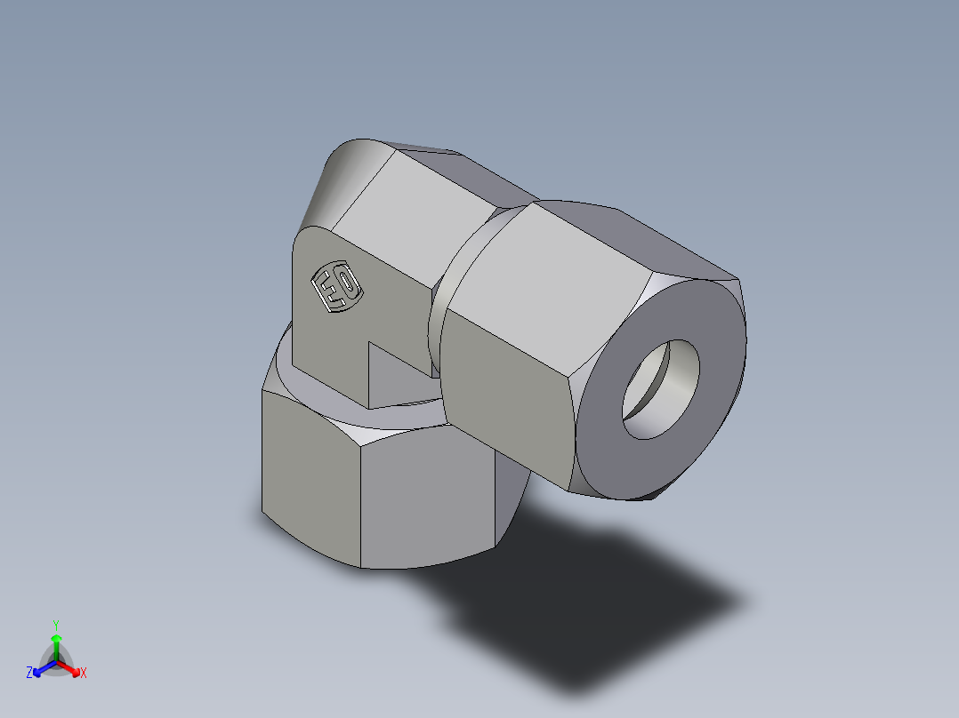 卡套式工业通用硬管接头EO_Swivel_nut_elbow_EW10ZSCF正等轴测图