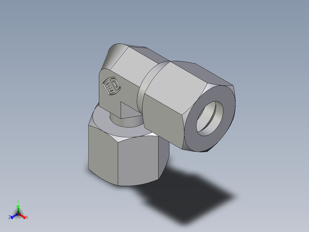卡套式工业通用硬管接头EO_Standpipe_elbow_EVW10LCF正等轴测图