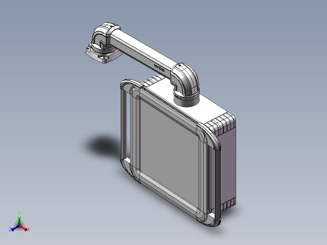 向下顶座+90度箱体连接器+控制箱正等轴测图