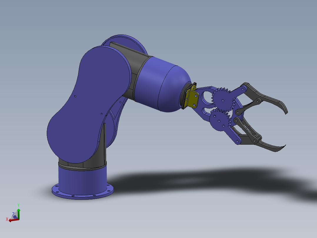 obot arm二爪夹持机械臂简易演示结构<span style='color: red'>3D</span>图纸 Solidworks设计