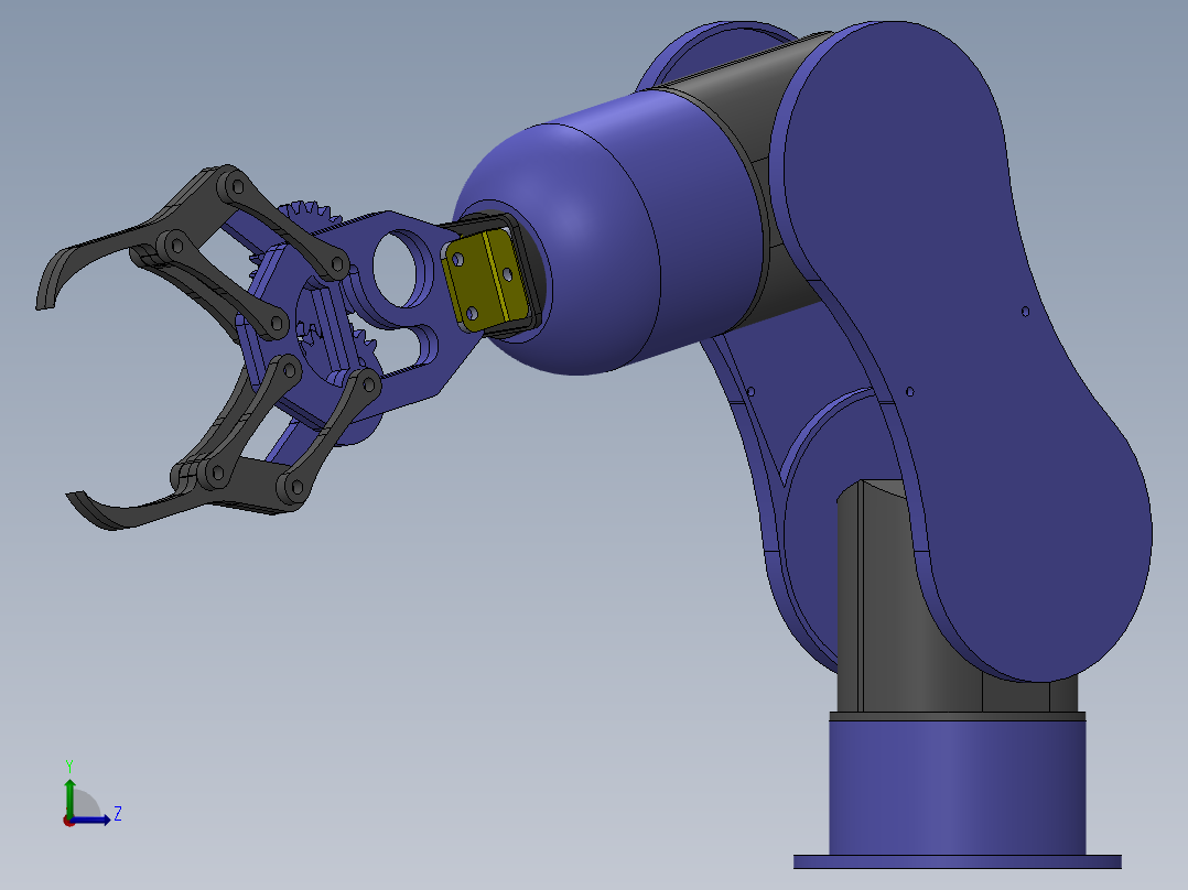 obot arm二爪夹持机械臂简易演示结构3D图纸 Solidworks设计左视图
