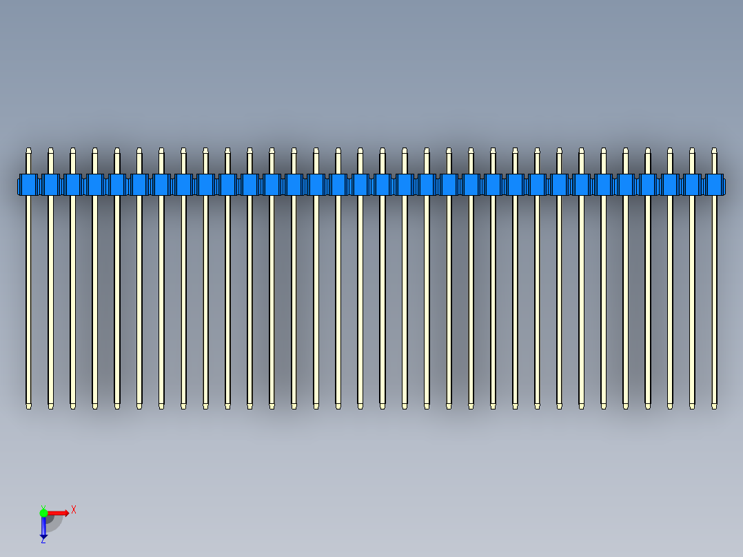 彩色公头100mil（2.54mm）系列-DS1021_blue_3x32p_100mil_Type43_rev1.0俯视图