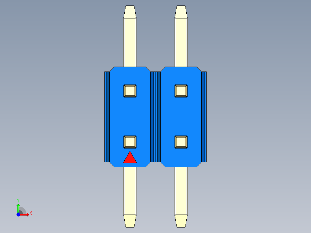 彩色公排针 100mil 2.54mm 系列-DS1022_blue_04p_100mil_TypeSMT_rev1.0前视图