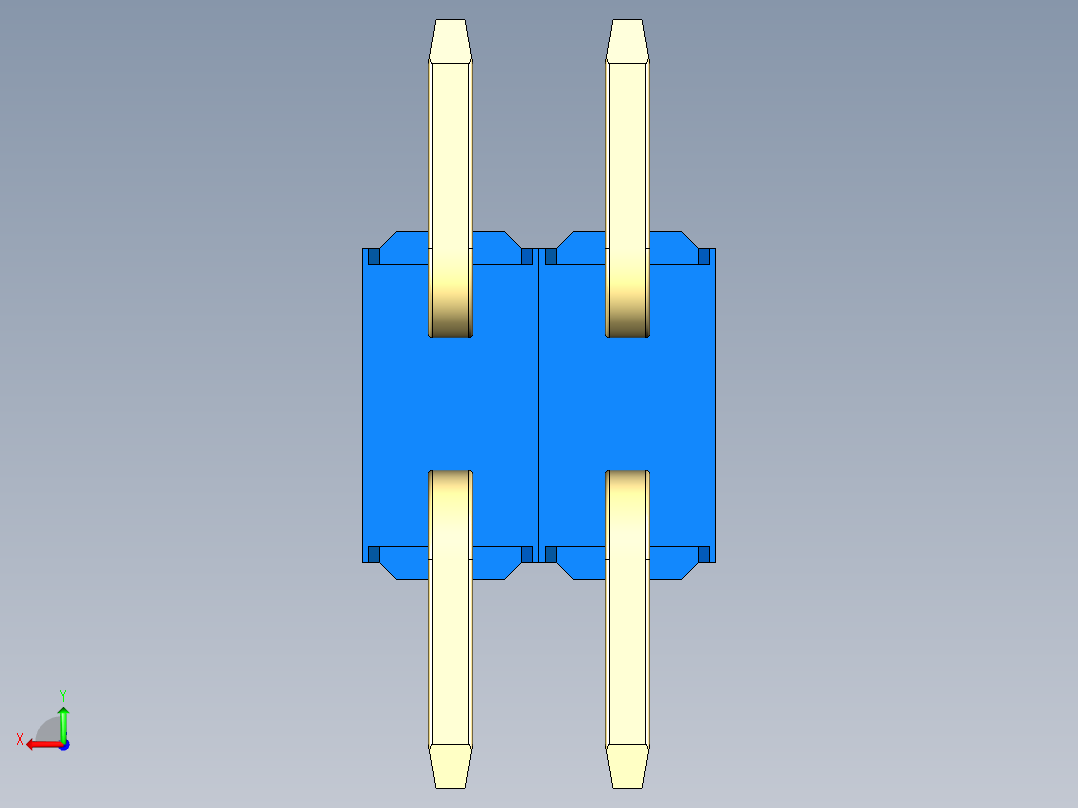 彩色公排针 100mil 2.54mm 系列-DS1022_blue_04p_100mil_TypeSMT_rev1.0后视图