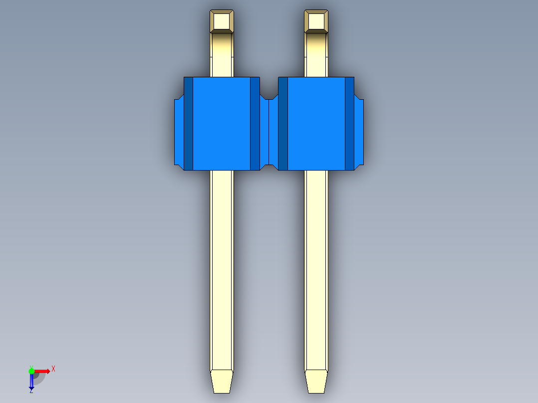 彩色公排针 100mil 2.54mm 系列-DS1022_blue_04p_100mil_TypeSMT_rev1.0俯视图