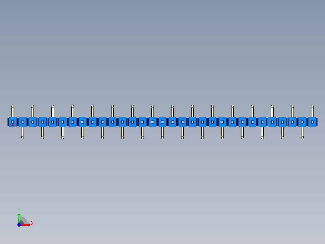 彩色公排针 100mil 2.54mm 系列-DS1022_blue_31p_100mil_Type_SMT_R1_rev1.0前视图