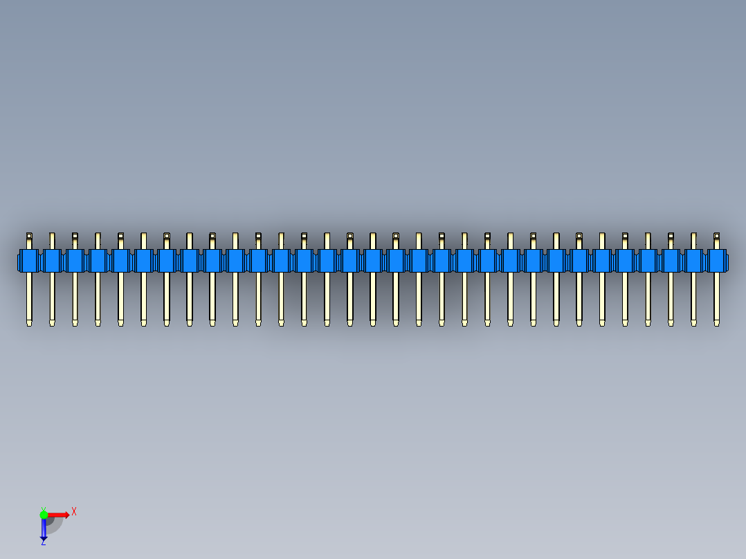 彩色公排针 100mil 2.54mm 系列-DS1022_blue_31p_100mil_Type_SMT_R1_rev1.0俯视图