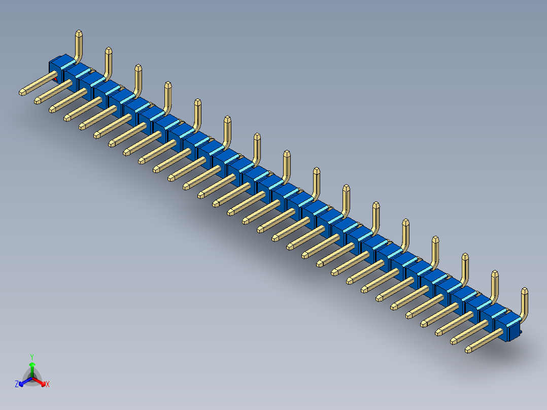 彩色公排针 100mil 2.54mm 系列-DS1022_blue_31p_100mil_Type_SMT_R1_rev1.0正等轴测图