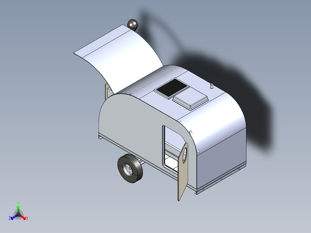 Tear Drop房车拖车模型<span style='color: red'>3D</span>图纸 STEP格式