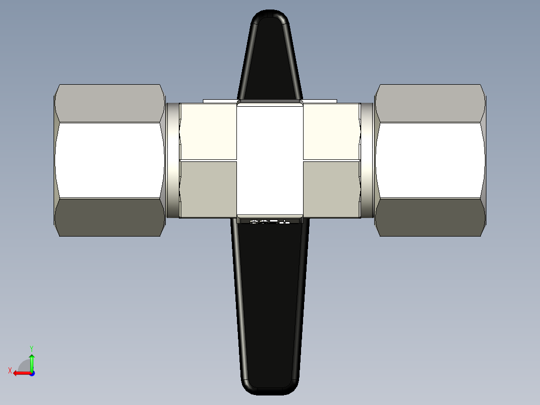 派克B系列双向球阀，不锈钢阀体，3-4“FNPT端口，定向手柄，PCTFE阀座，聚四氟乙烯密封件后视图