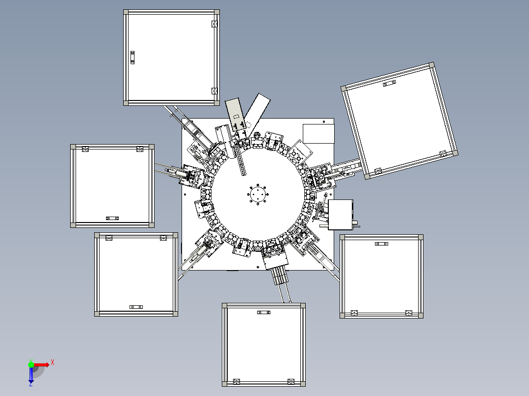 医疗三通组装机俯视图