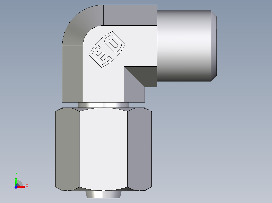 卡套式工业通用硬管接头EO_Swivel_nut_elbow_EW06LOMD71前视图