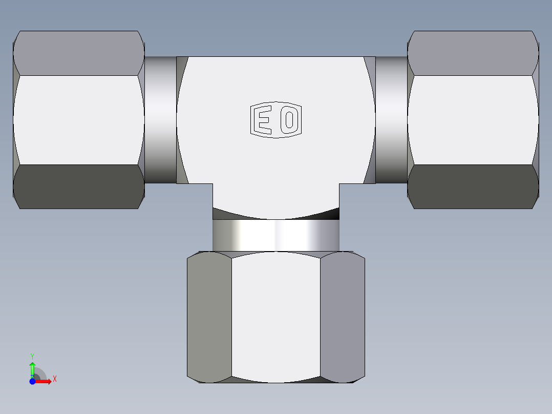 卡套式工业通用硬管接头EO_Union_tee_T08LCF前视图