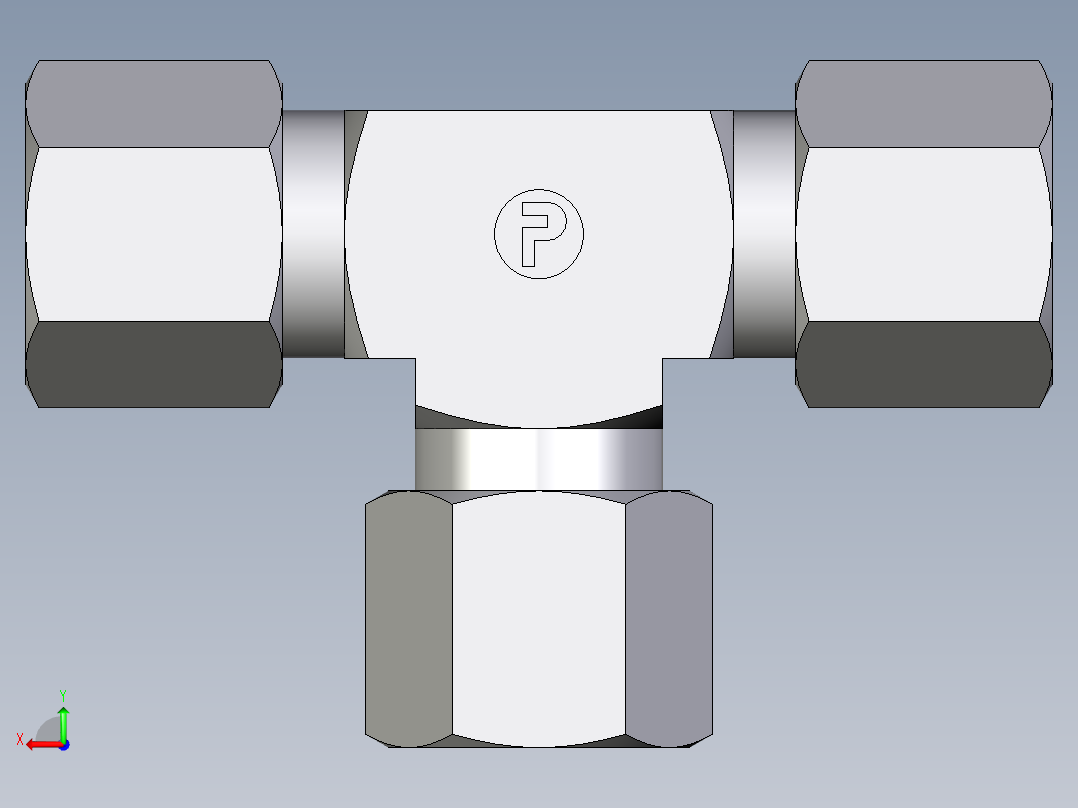卡套式工业通用硬管接头EO_Union_tee_T08LCF后视图