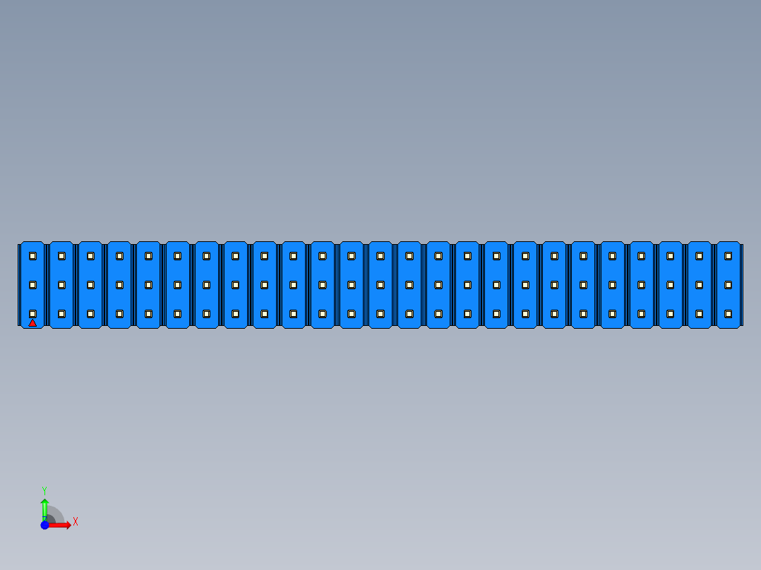 彩色公头100mil（2.54mm）系列-DS1021_blue_3x25p_100mil_Type5_rev1.0前视图