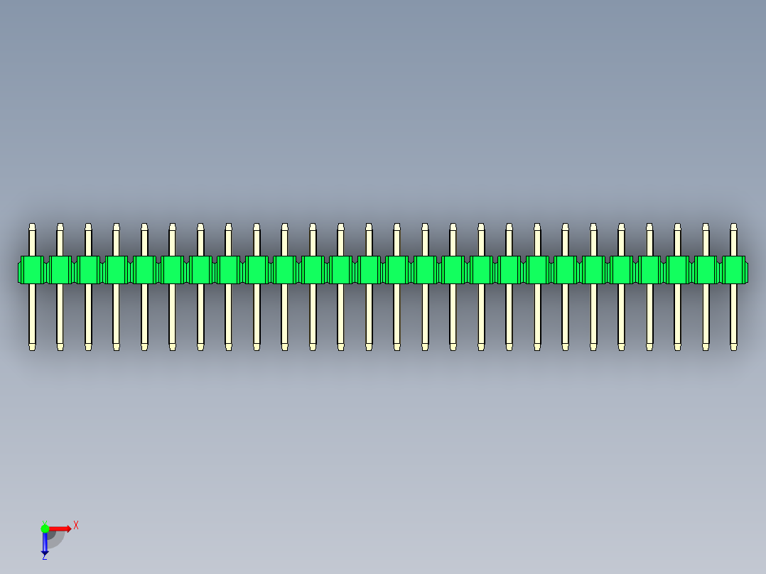 彩色公头100mil（2.54mm）系列-DS1021_green_2x26p_100mil_Type1_rev1.0俯视图
