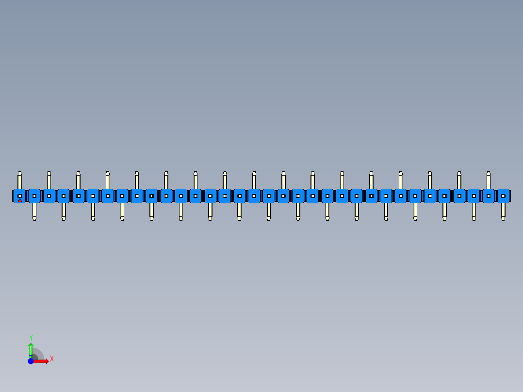 彩色公排针 100mil 2.54mm 系列-DS1022_blue_34p_100mil_Type_SMT_R1_rev1.0前视图