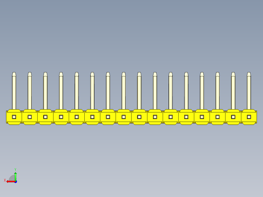 彩色公排针 100mil 2.54mm 系列-DS1022_yellow_16p_100mil_TypeU_rev1.0后视图
