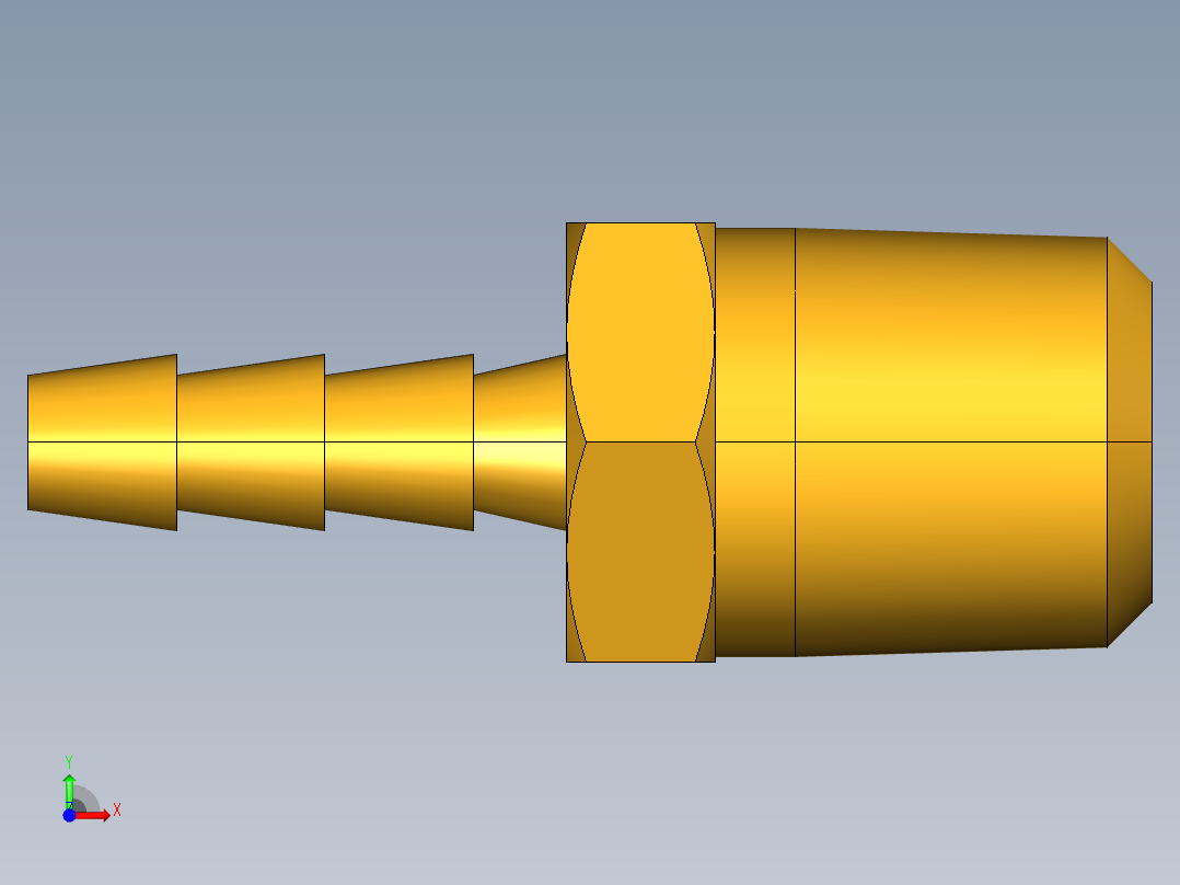 倒齿式工业管接头Hose Barb to Male Pipe 125HB-3-4前视图