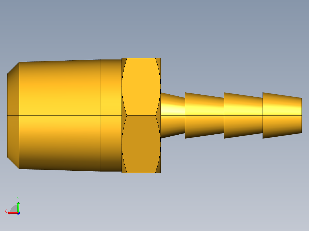 倒齿式工业管接头Hose Barb to Male Pipe 125HB-3-4后视图