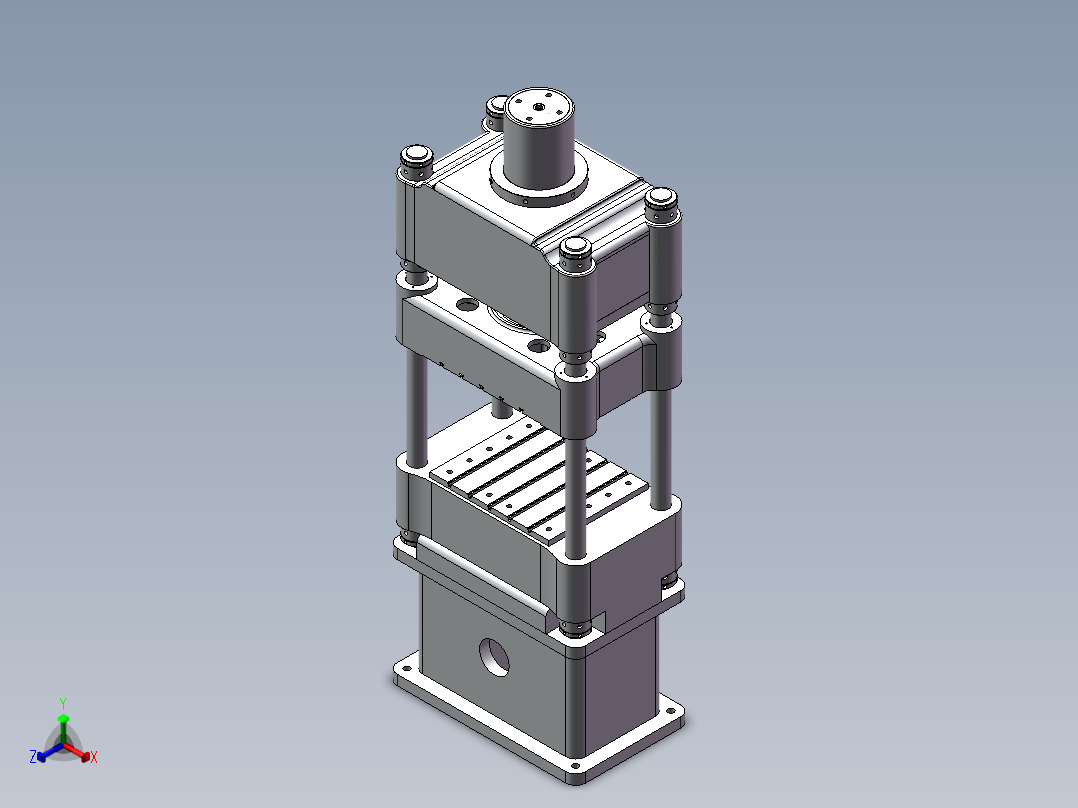 5MN三梁四柱式液压机三维+二维1032277==100正等轴测图