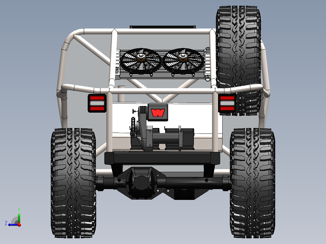 Off Road越野钢管车框架3D模型图纸 Solidworks设计右视图