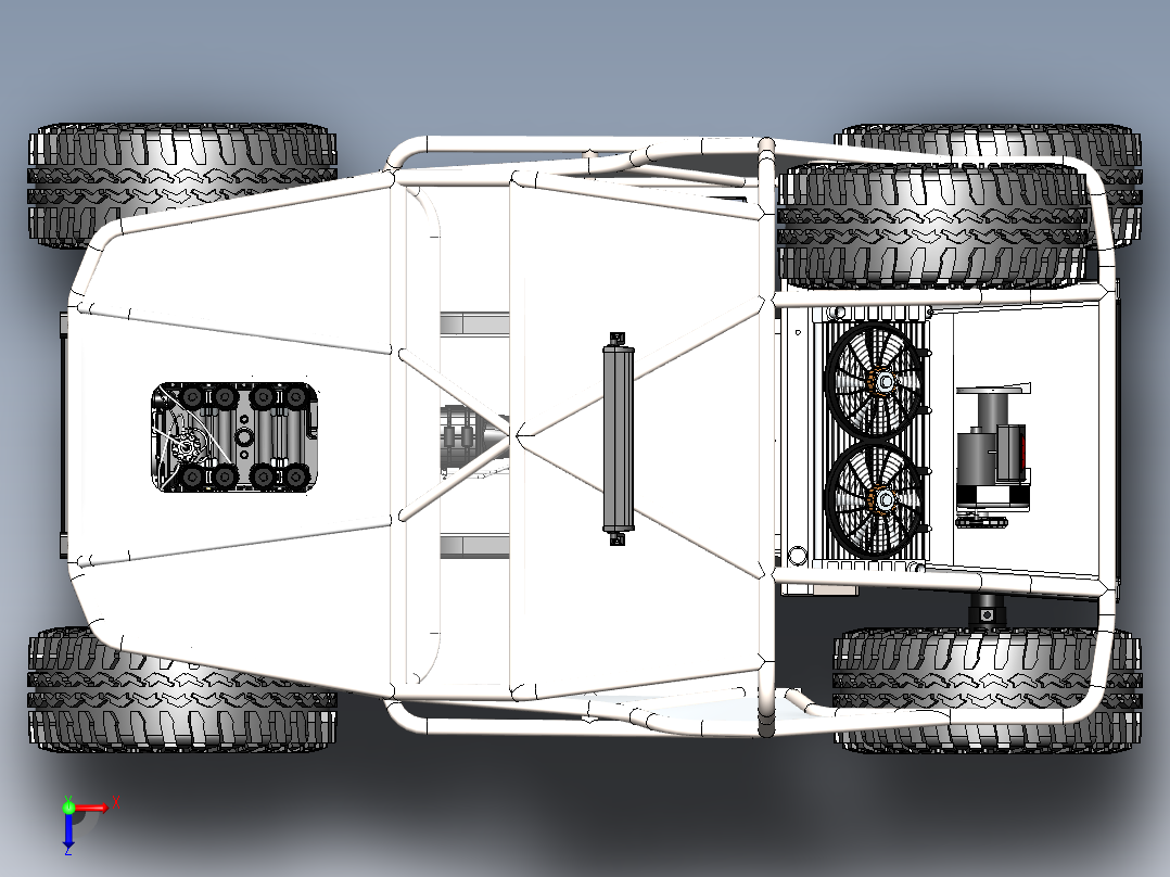 Off Road越野钢管车框架3D模型图纸 Solidworks设计俯视图