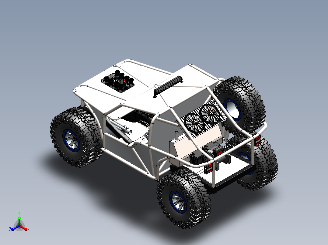 Off Road越野钢管车框架3D模型图纸 Solidworks设计正等轴测图