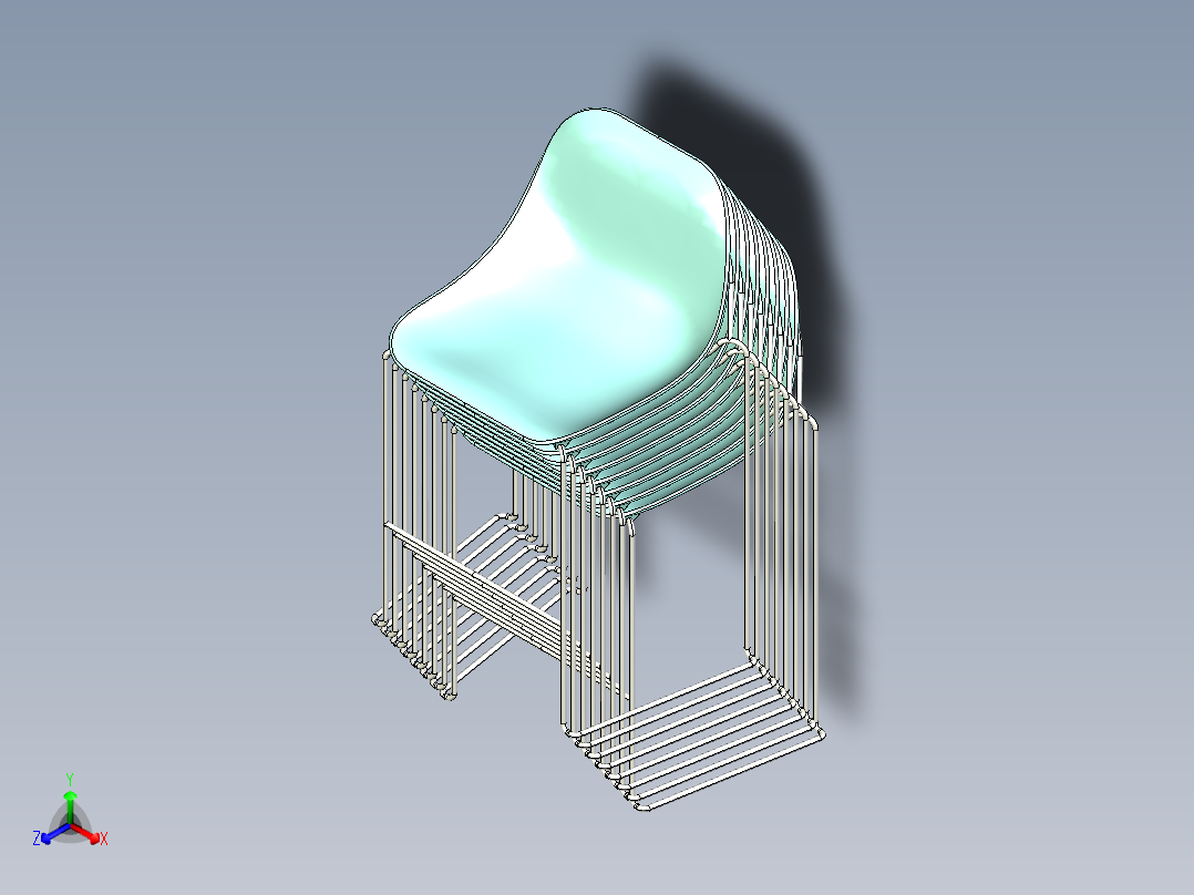 堆叠高脚椅正等轴测图