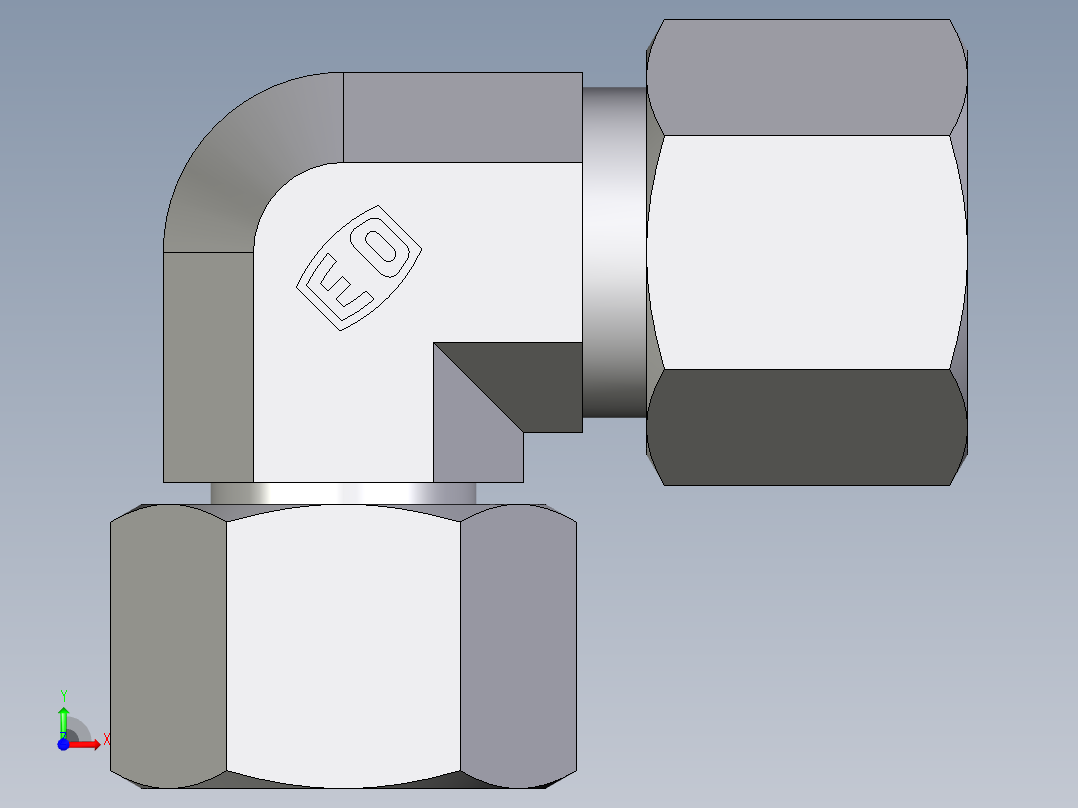 卡套式工业通用硬管接头EO_Swivel_nut_elbow_EW10SCF前视图