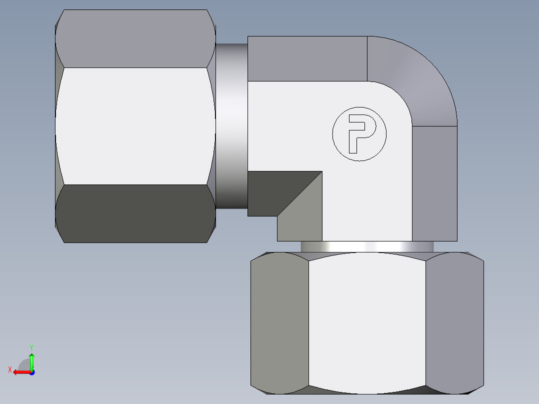 卡套式工业通用硬管接头EO_Swivel_nut_elbow_EW10SCF后视图