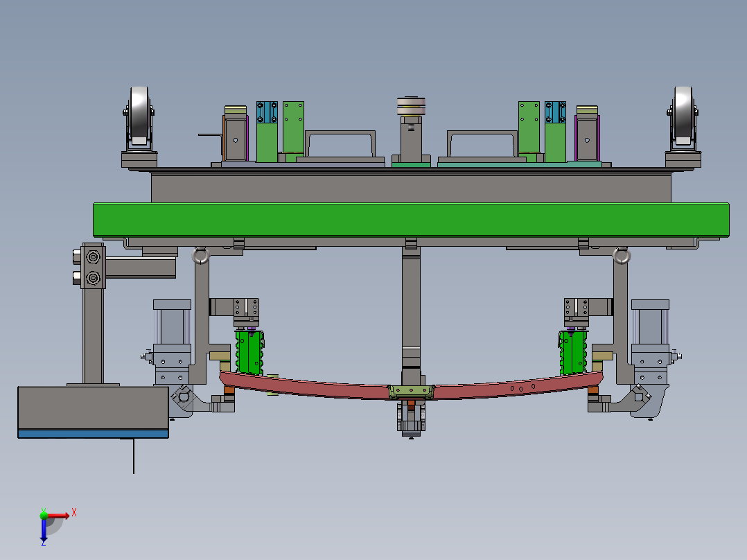 前防撞梁第四工序总装配体sw18可编辑俯视图