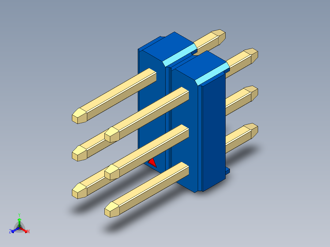 彩色公头100mil（2.54mm）系列-DS1021_blue_3x02p_100mil_Type1_rev1.0正等轴测图
