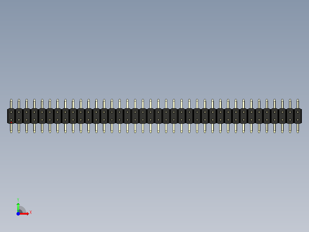 彩色公排针 100mil 2.54mm 系列-DS1022_black_76p_100mil_TypeSMT_rev1.0前视图
