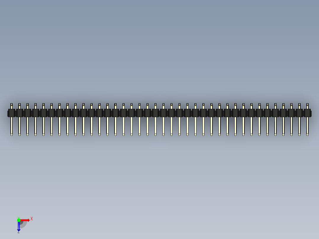 彩色公排针 100mil 2.54mm 系列-DS1022_black_76p_100mil_TypeSMT_rev1.0俯视图