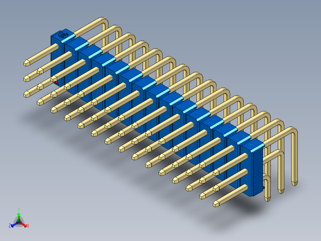 彩色公排针 100mil 2.54mm 系列-DS1022_blue_3x15p_100mil_TypeD_rev1.0