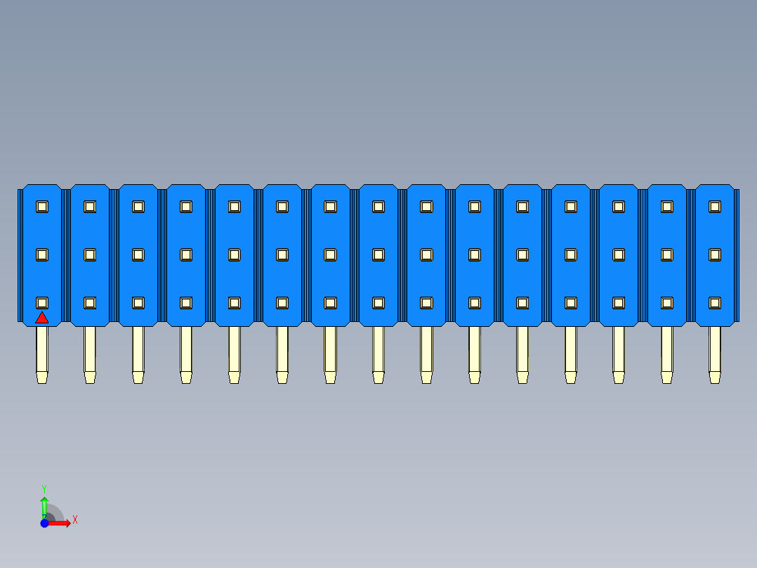 彩色公排针 100mil 2.54mm 系列-DS1022_blue_3x15p_100mil_TypeD_rev1.0前视图